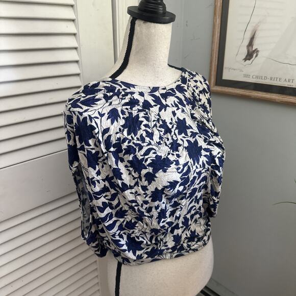 THE PODOLLS Womens Top XS Blue Floral Jersey Knit Casual Summer Relaxed Fit - Picture 2 of 10